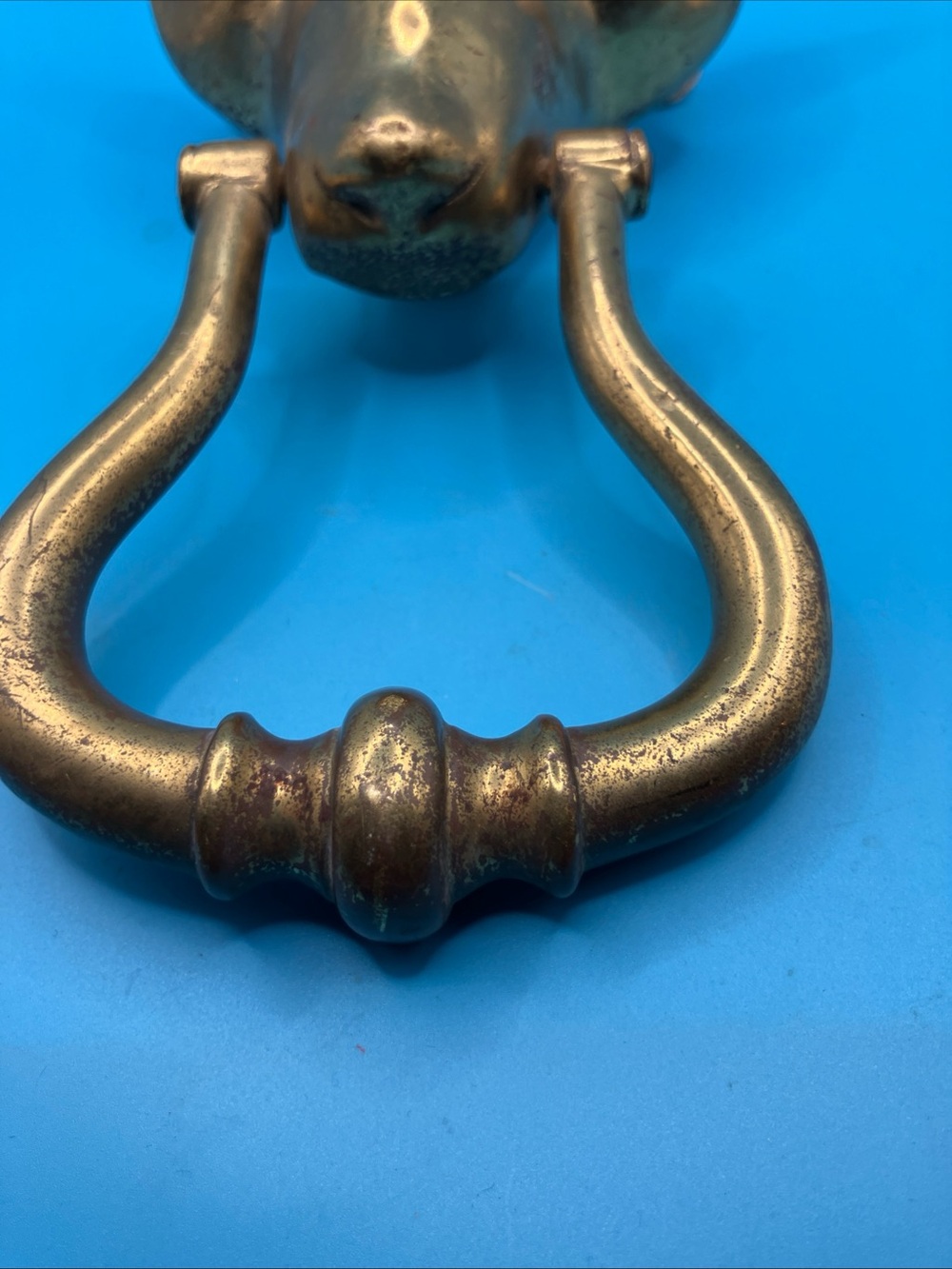 Brass Fox Head Door Knocker - Gold Finish - Picture 2 of 6